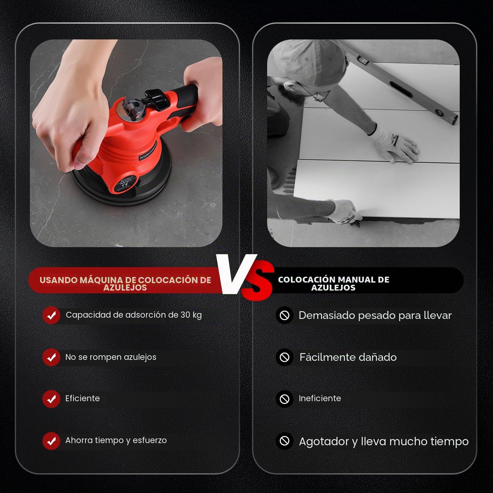 Baldosas máquina eléctrica vibrador con bolsa de succión de 145 mm 0-18000 rpm Control de velocidad continuo Herramienta de vibración para colocar azulejos de pared