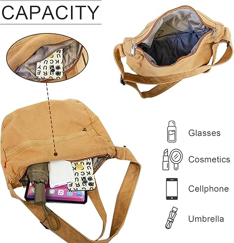 Miniatura 3 de Bolsos de lona para mujer, bolsos de hombro grandes, bolsas cruzadas informales, bolsa de mensajero, bolsa de compras, viajes