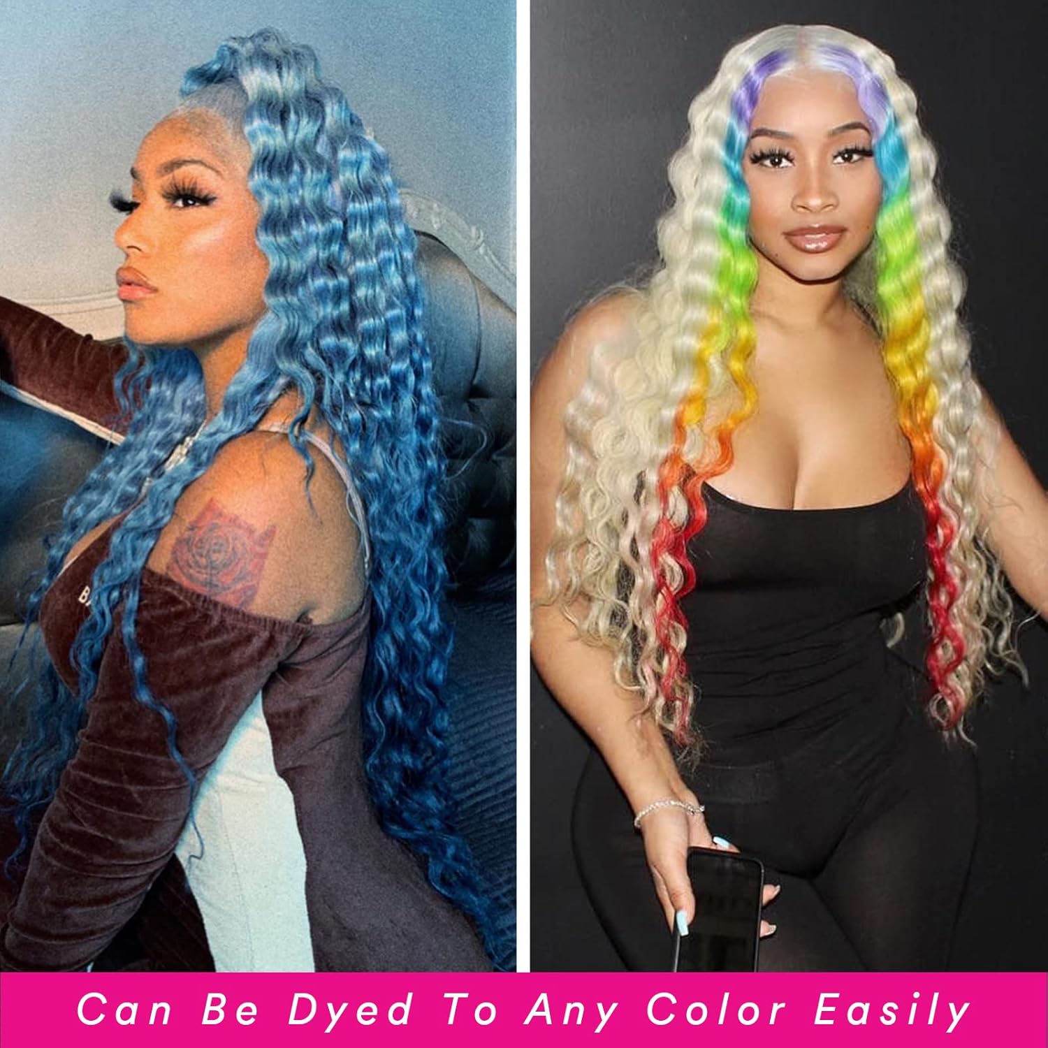 613 Lace Front Wig Human Hair 32 Inch, 13x6 HD Transparent Lace Deep Wave Wig, 180% Density Glueless Blonde Lace Frontal Wig Pre Plucked with Baby Hair, Natural Hairline Long Curly Human Hair Wig