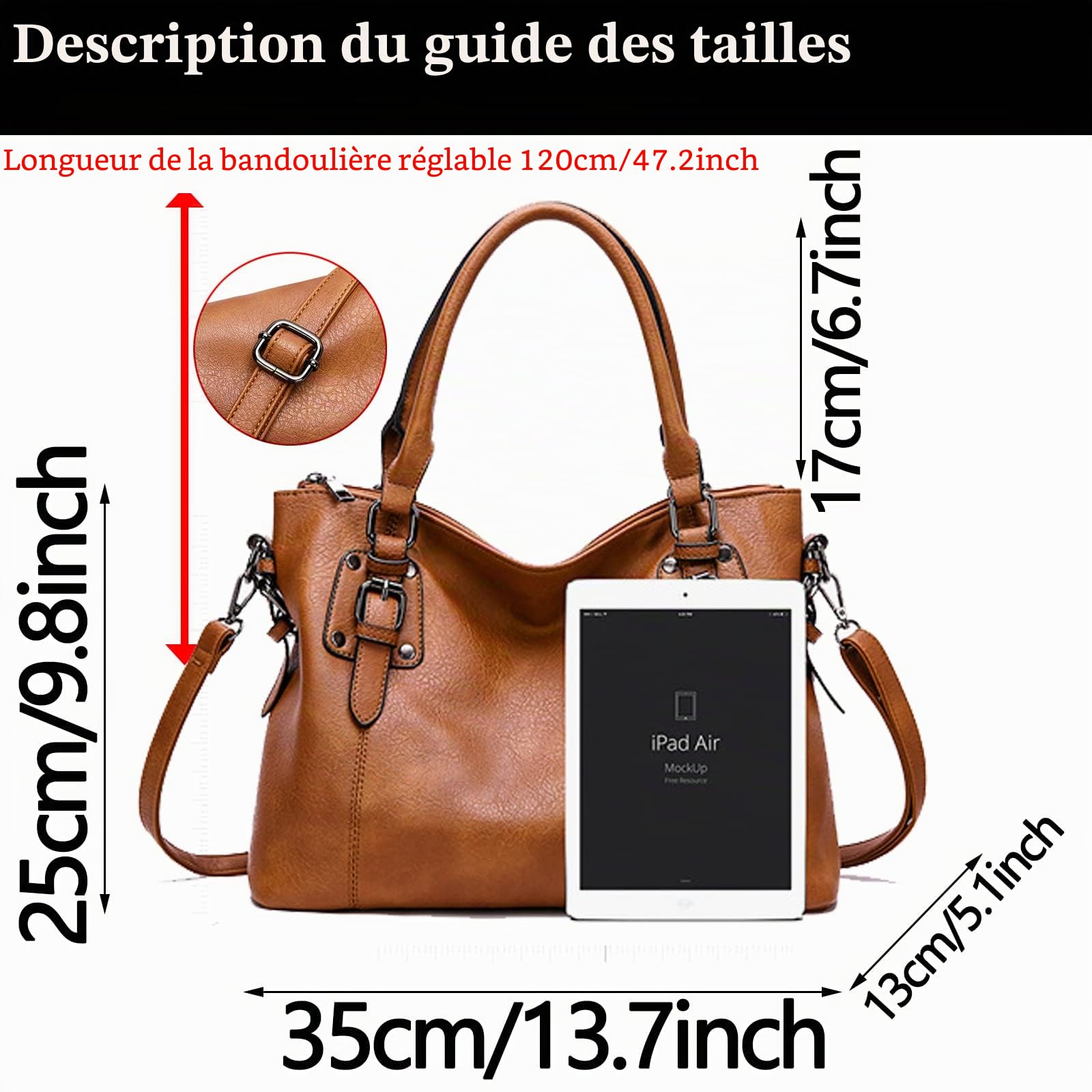 Sac à main pour femme en cuir souple rétro vintage avec poignée sur le dessus et poche
