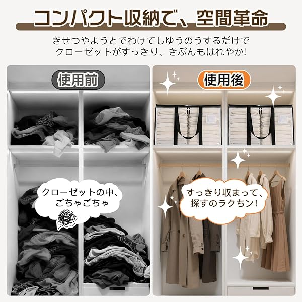 布団収納袋 衣装ケース 92L大容量 4個組 衣類収納ケース 収納ボックス 毛布 洋服収納 防水防塵 三面ファスナー 持ち手付き 折りたたみ式 引越しバッグ 押入れ収納 クローゼット整理 衣替え 引越し 季節収納 (ブルー, 92L(69*35*38cm)) - 4