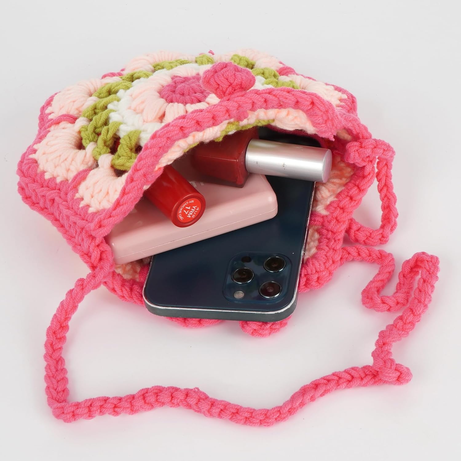 Women Mini Flower Cotton Crochet Crossbody Shoulder Bag Handbag Coin Purse - Image 6