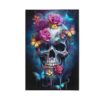 Amazon.com: Skull Butterfly Flower Jigsaw Puzzles 500 Pieces