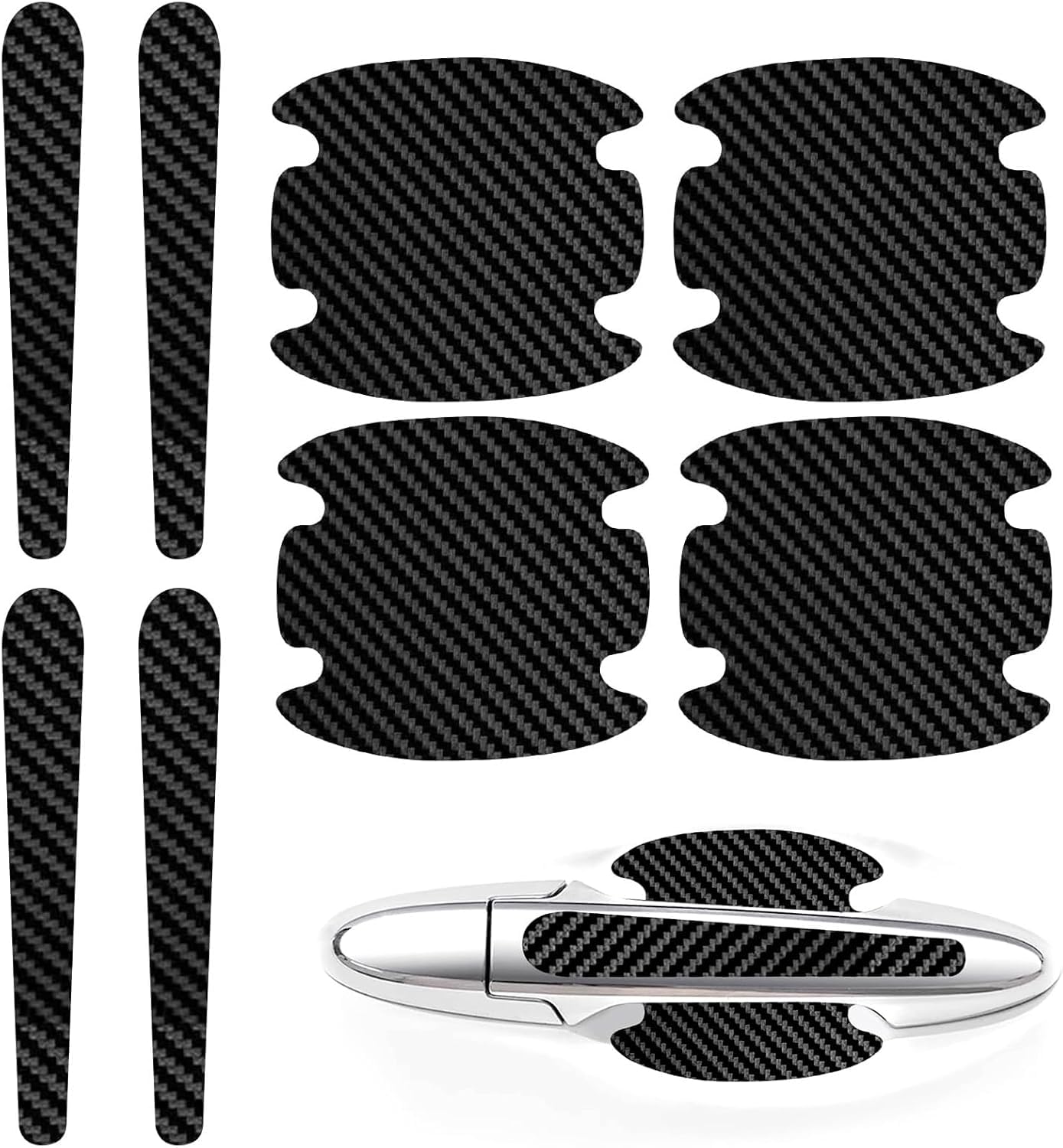 QIZUN 8pcs Car Door Handle Protectors for Hyundai i20 (PB GB/IB BC3/BI3 2008-2025 2026), Carbon Fiber Car Door Handle Cover Anti Scratch Stickers, Strong Adhesive Paint Protection