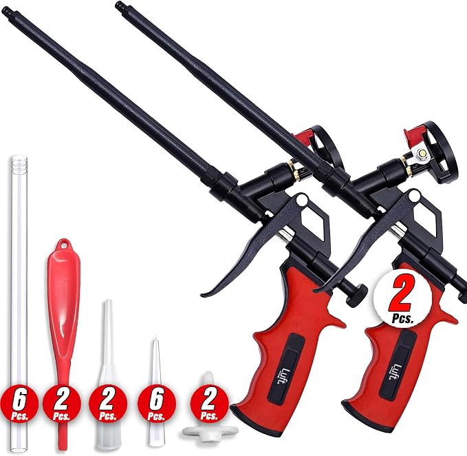Spray Foam Insulation Can (12 x 26.46 oz. / 750 g) & Luft Professional Expanding Foam Spray Gun (2 Insulation Guns + 9 Extenders) miniatura 4