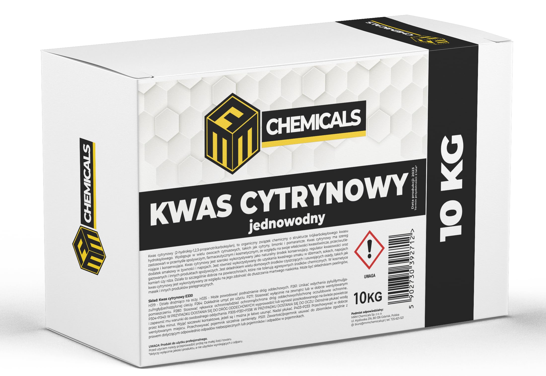 Zitronensäure Pulver 10 kg Lebensmittelqualität E330, Reine Citronensäure zum Backen Entkalken Reinigen Putzen Kochen Essen, Wirksam für Küche Bad und Haushalt, GroßPackung