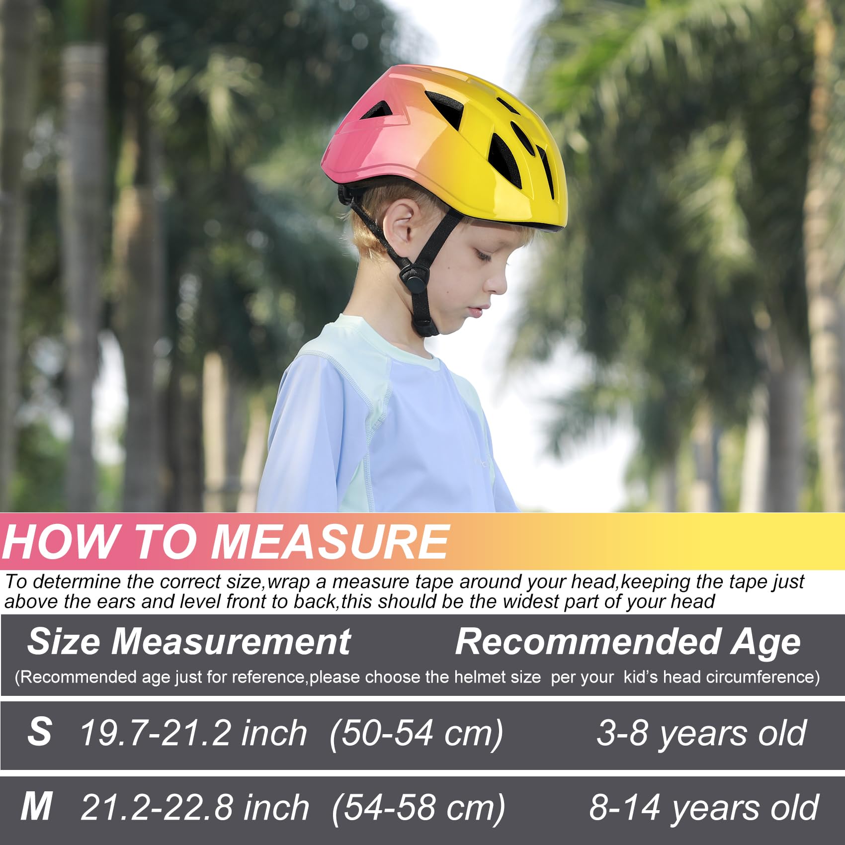 Casco de bicicleta para niños, 2 tamaños ajustables para niños y niñas de 3 a 5 a 8 a 14 años, ventilación y multideporte para patines de bicicleta