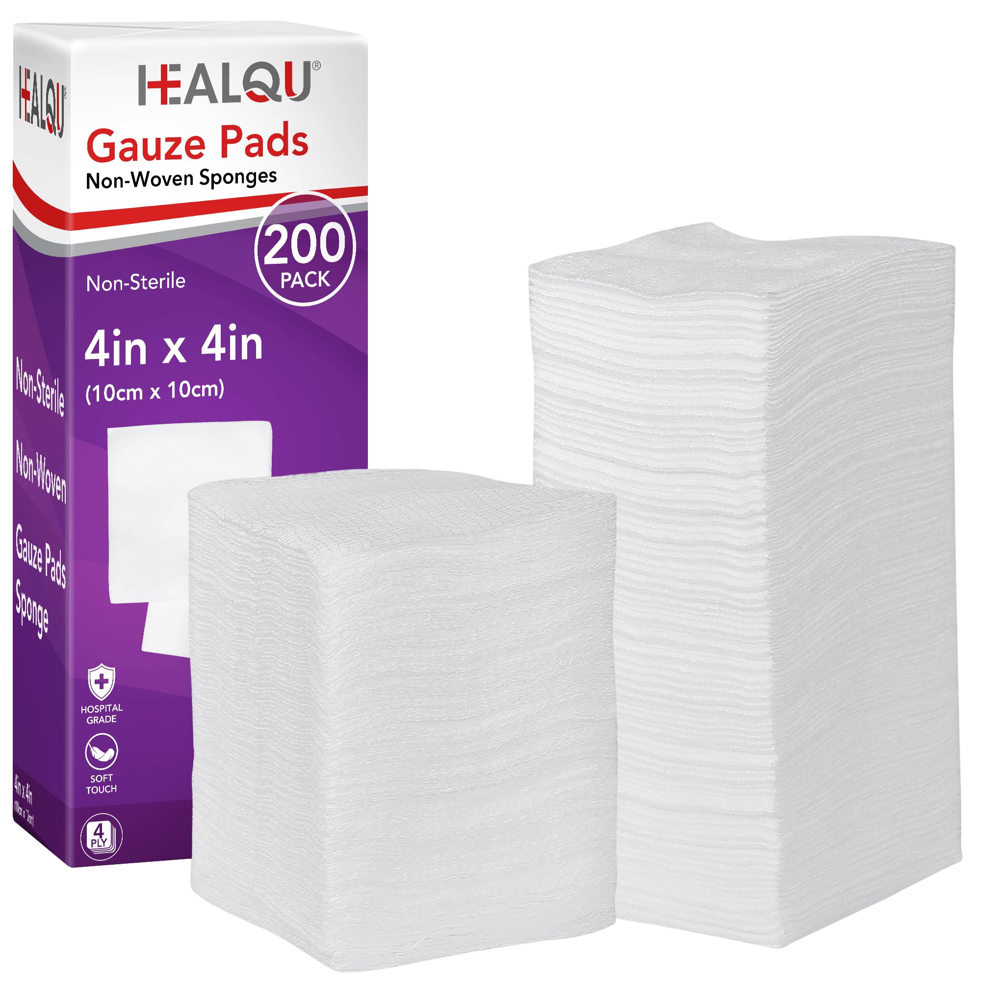 HEALQU Gauze Pads 2"x2" - 200-Pack, 4-Ply Non-Woven Sponges Non-Sterile, All-Purpose Dental and Surgical Sponges Including First Aid Kits and Medical Facilities — Amazon image 11