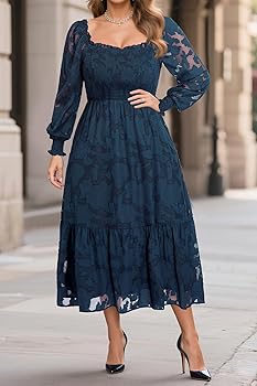 Plus Size Dresses Wedding Guest Fall Navy Blue Women Midi