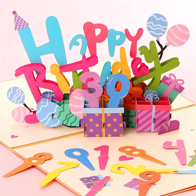 Pop Up Birthday Cards for Women, 3D Happy Birthday Gift Cards With Envelopes for Her, 5th 8th 11th 18th 30th 40th 50th Birthday Greeting Card for Women Friend, Mum, Sister, Wife, Girl, Daughter, Son
