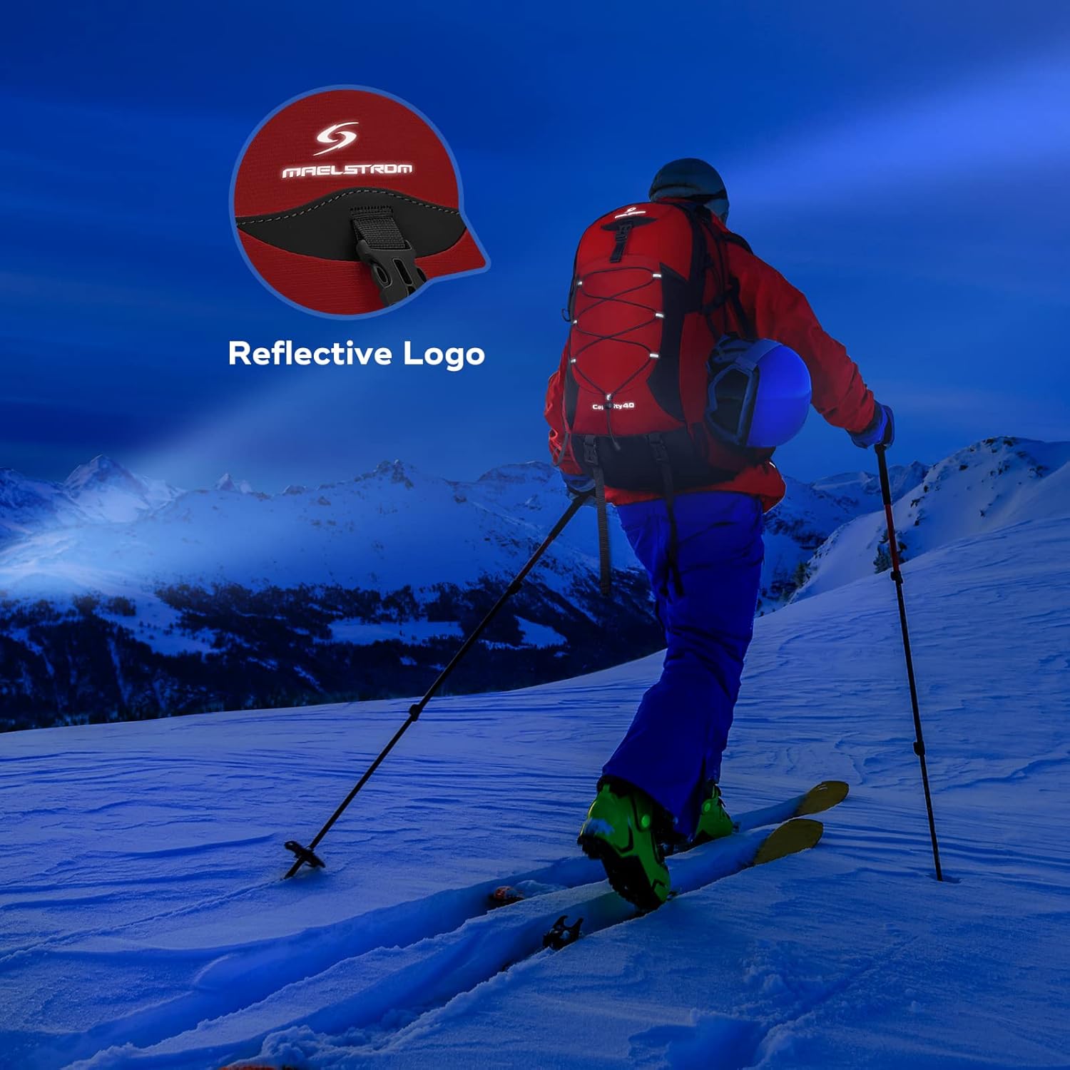 Maelstrom Hiking Backpack,Camping Backpack,40L Waterproof Hiking Daypack with Rain Cover,Lightweight Travel Backpack,Red - Image 6