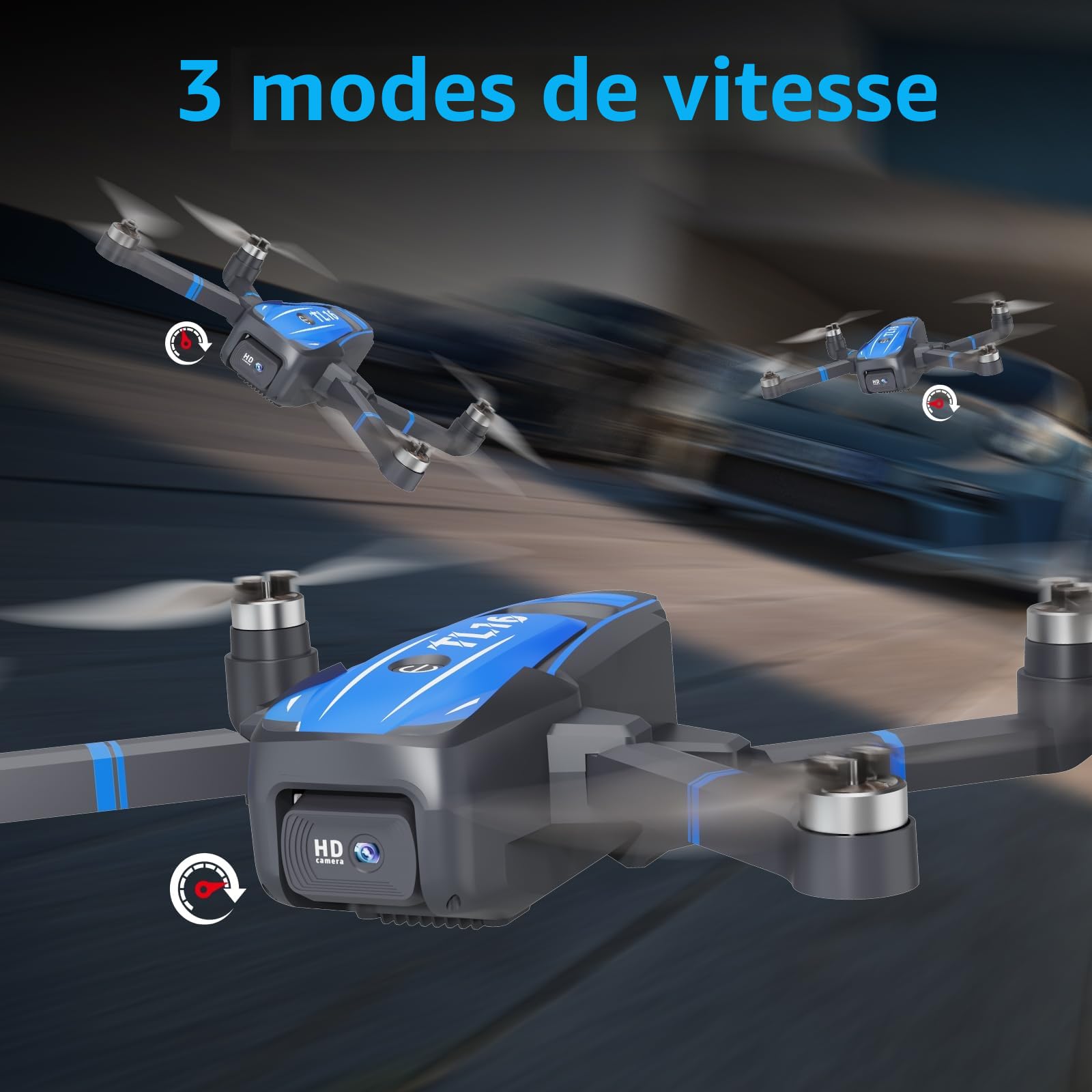 Toladrone Drones à Moteur sans Balais pour Débutants, TL16 Mini Drone avec Caméra 4K RC Quadcopter Pliable pour Adultes, Mode sans Tête Retournement à 360 Maintien de l'altitude, Bleu