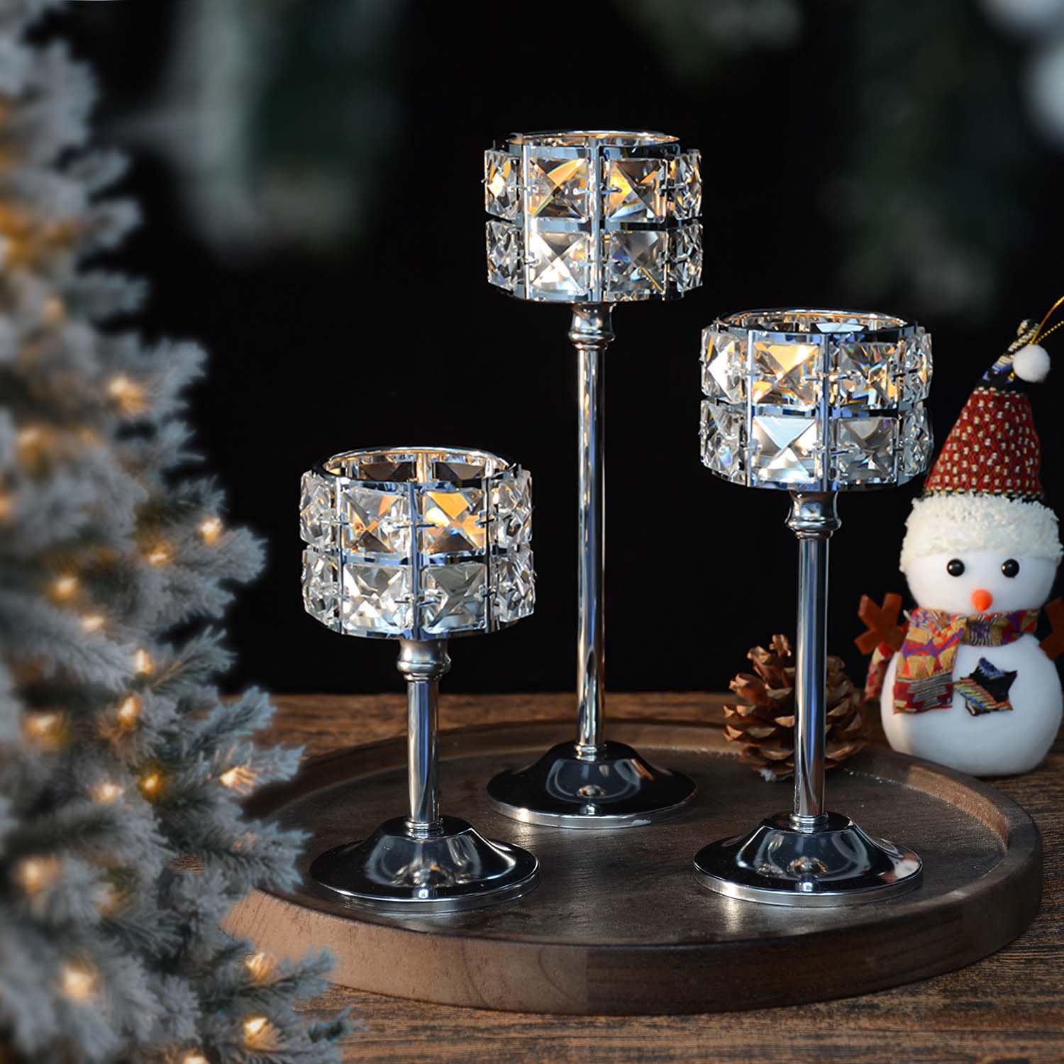 Amazon.com: Kehail Crystal Metal Candle Holder, Square Crystal
