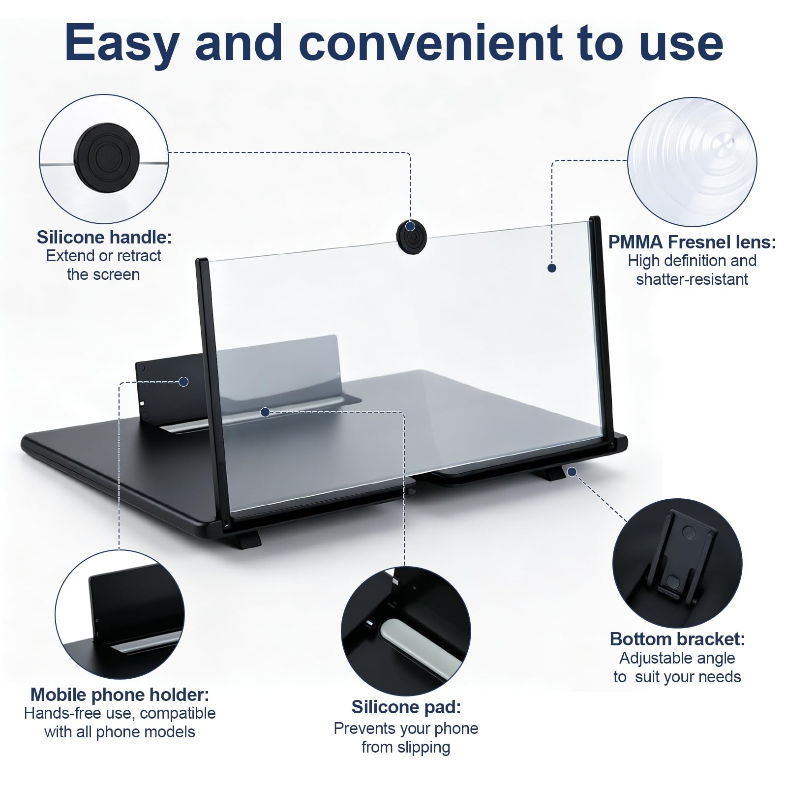 Agrandisseur Écran Telephone, 3D HD Amplificateur Écran Telephone Portable, Pliable Loupe Écran Telephone, Compatible avec Tous Les Smartphones, Regarder Un Match de Football (18 Pouces)