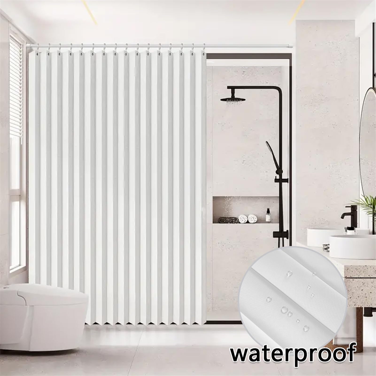SK Studio Magnetische vouwdeurgordijnen in accordeonstijl kastgordijnen kamerverdeler geplooide gordijnen met haken voor kantoor, badkamer, slaapkamer, deuropening, 1 paneel, wit, 274 x 213 cm (b x l
