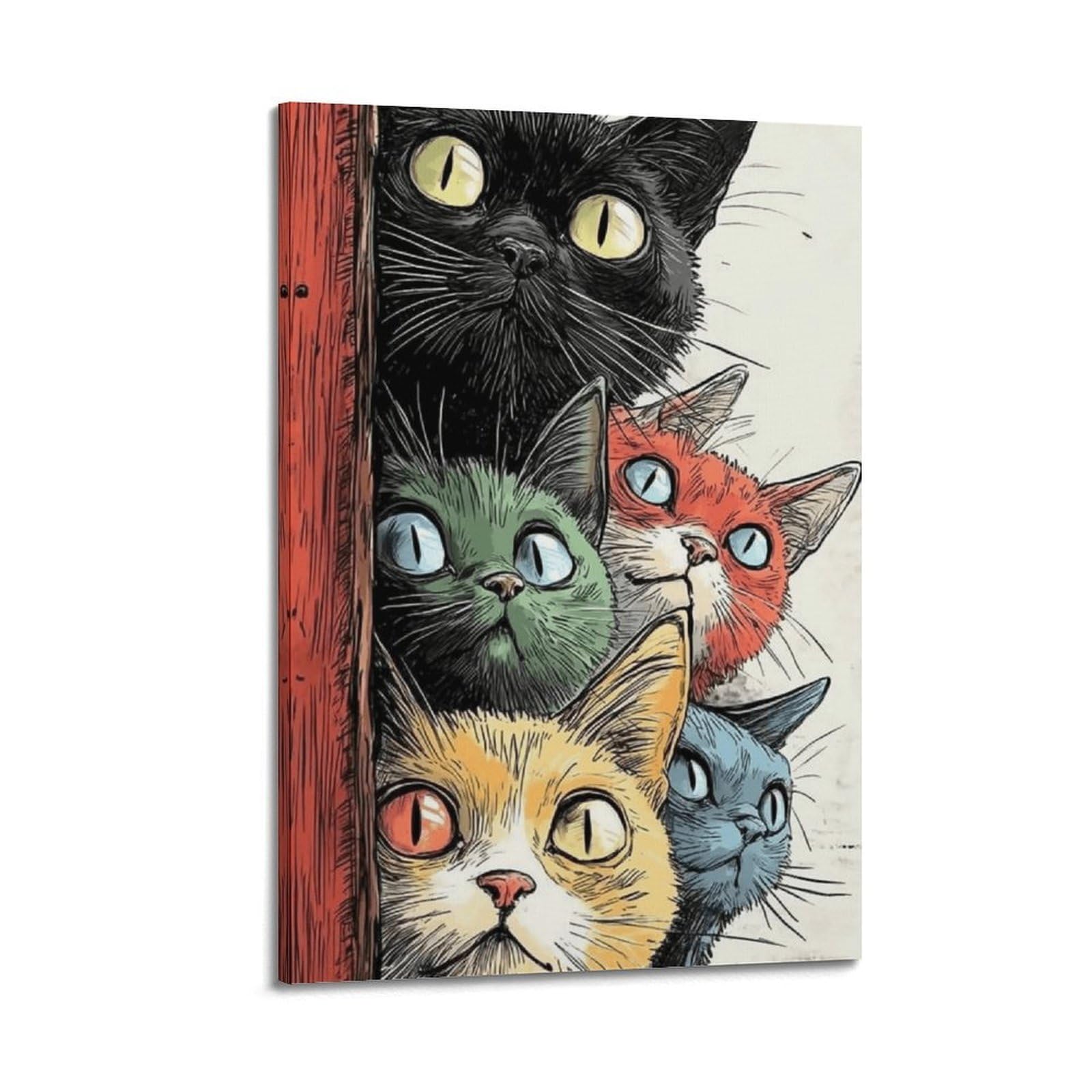 Poster chat mignon et touchant : une toile vintage réconfortante pour embellir votre chambre