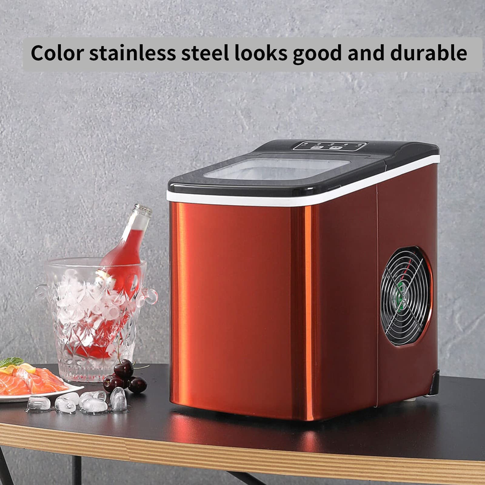 Portable Ice Maker Machine For Countertop, Ice Cubes Ready In 6 Mins Make 26 Lbs Ice In 24 Hrs Ice Cube Maker Machine For Home With Ice Scoop And Basket LED Display Quick on Fridge.com - View 6
