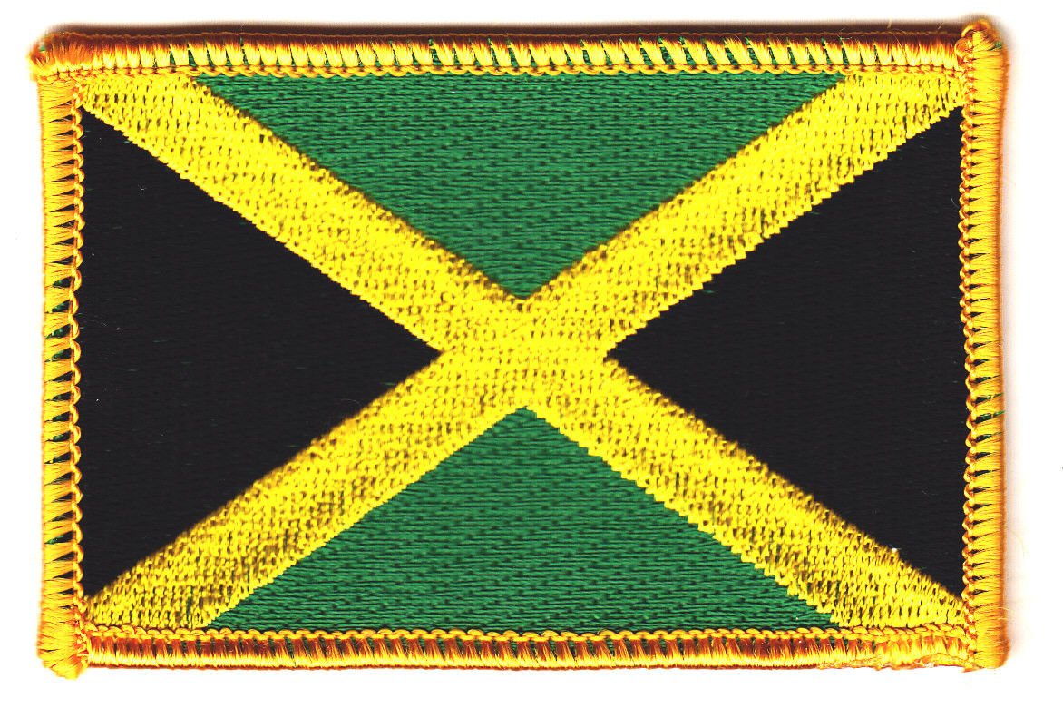 JAMAICA FLAG w/GOLD BORDER/Iron On Patch Applique/Jamaican National Flag