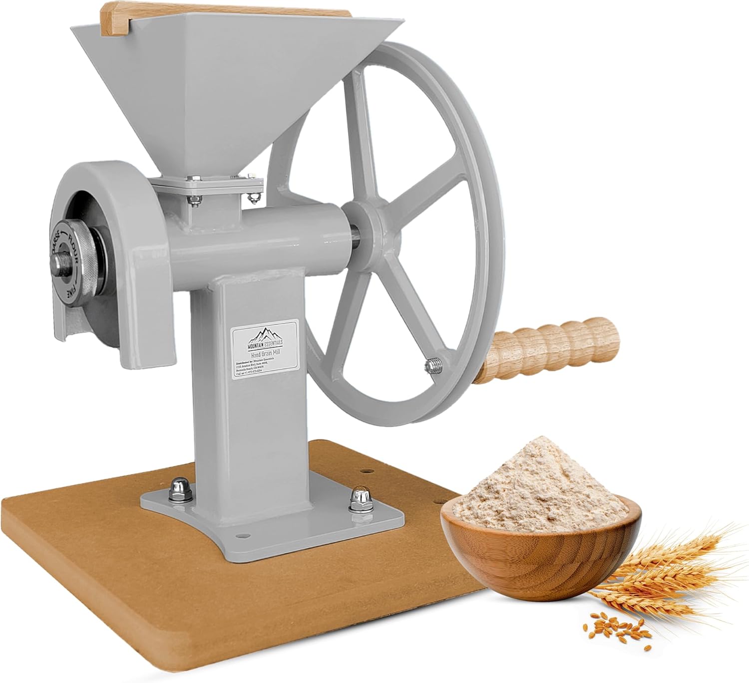 Manual Hand Grain Mill Matte Silver | Heavy-Duty Hand Operated Food Grinder for Wheat, Corn, Coffee Beans, Rice & Dry Grains | Hand Crank Kitchen Flour Mill for Home, Camping, Survival & Everyday Use