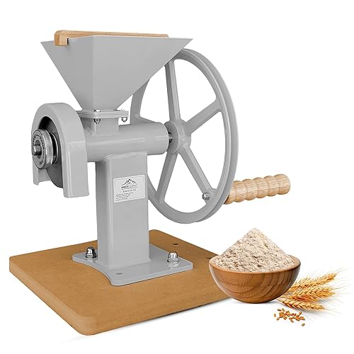 Manual Hand Grain Mill Matte Silver | Heavy-Duty Hand Operated