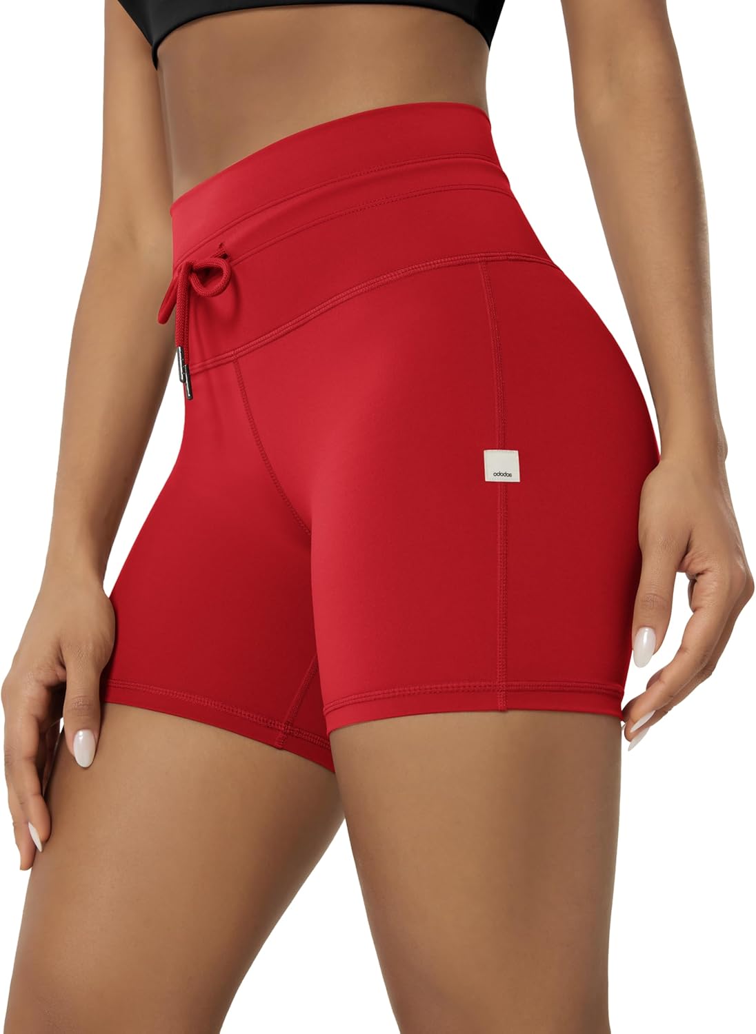 ODODOS Women's Drawstring Tie Daily Shorts 5" Inseam High Waist Workout Yoga Biker Shorts