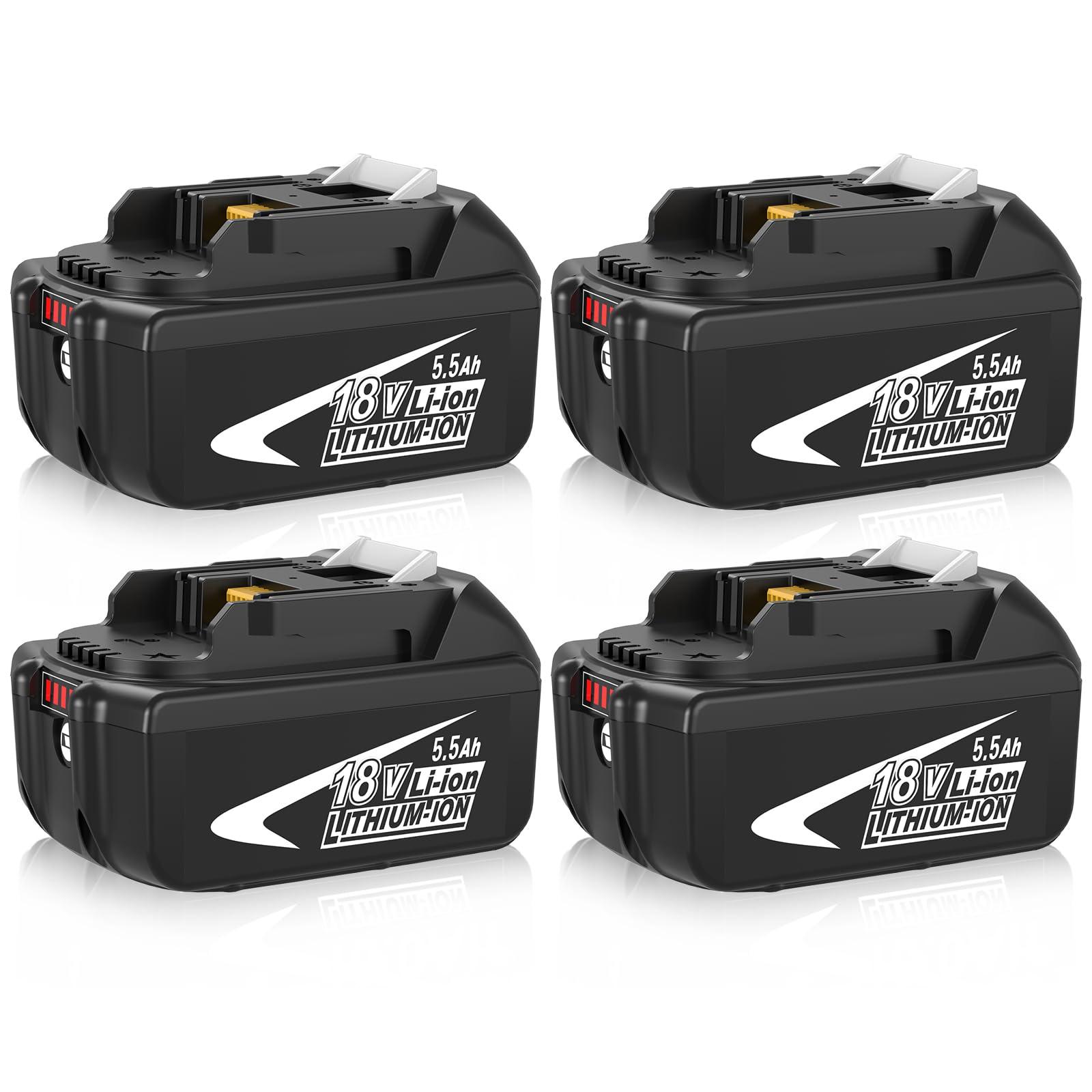 4X BL1860B Repuesto para Makita Batería 18V 5.5Ah para BL1850B BL1850 BL1860 BL1845 BL1840 LXT-400 Cargador DC18RC DC18RD DC18RF con indicador LED
