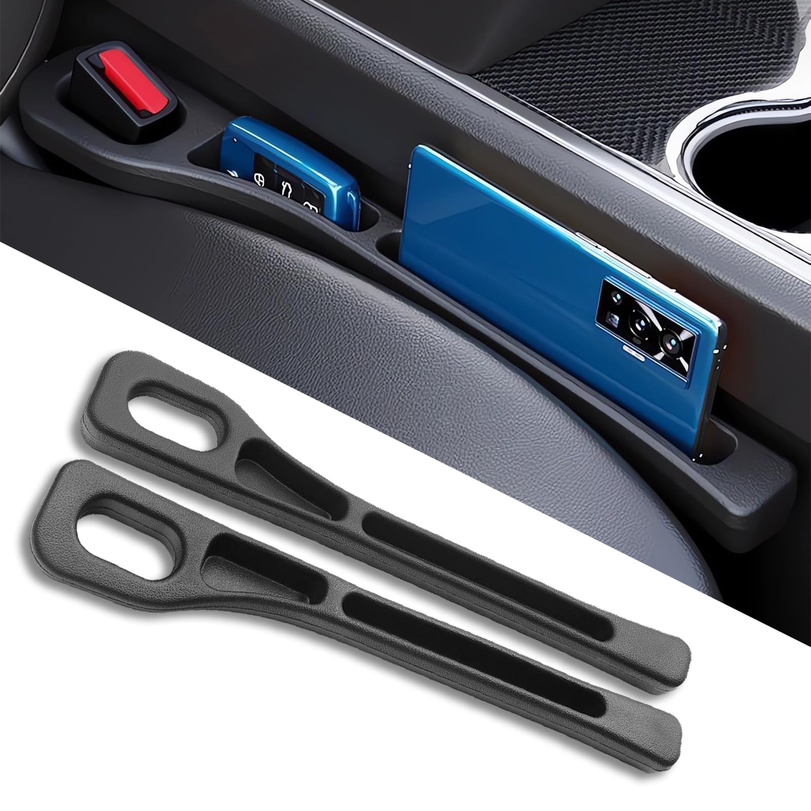 Lxfdafa Black 2Pcs Car Seat Gap Filler Organizer For Peugeot 308 Sw Gt 2021-2024, Car Interior Gap Storage Box Sealing Strip Leak-Proof Storage Pocket,