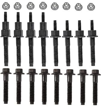 Exhaust Manifold Bolt Stud lock nuts Hardware Kit set Compatible for 2000-2013 Chrysler Dodge Ram 4.7L V8 Engines. Complete set Left + Right 6505316AA, 6505257AA, 6504331, 6504340