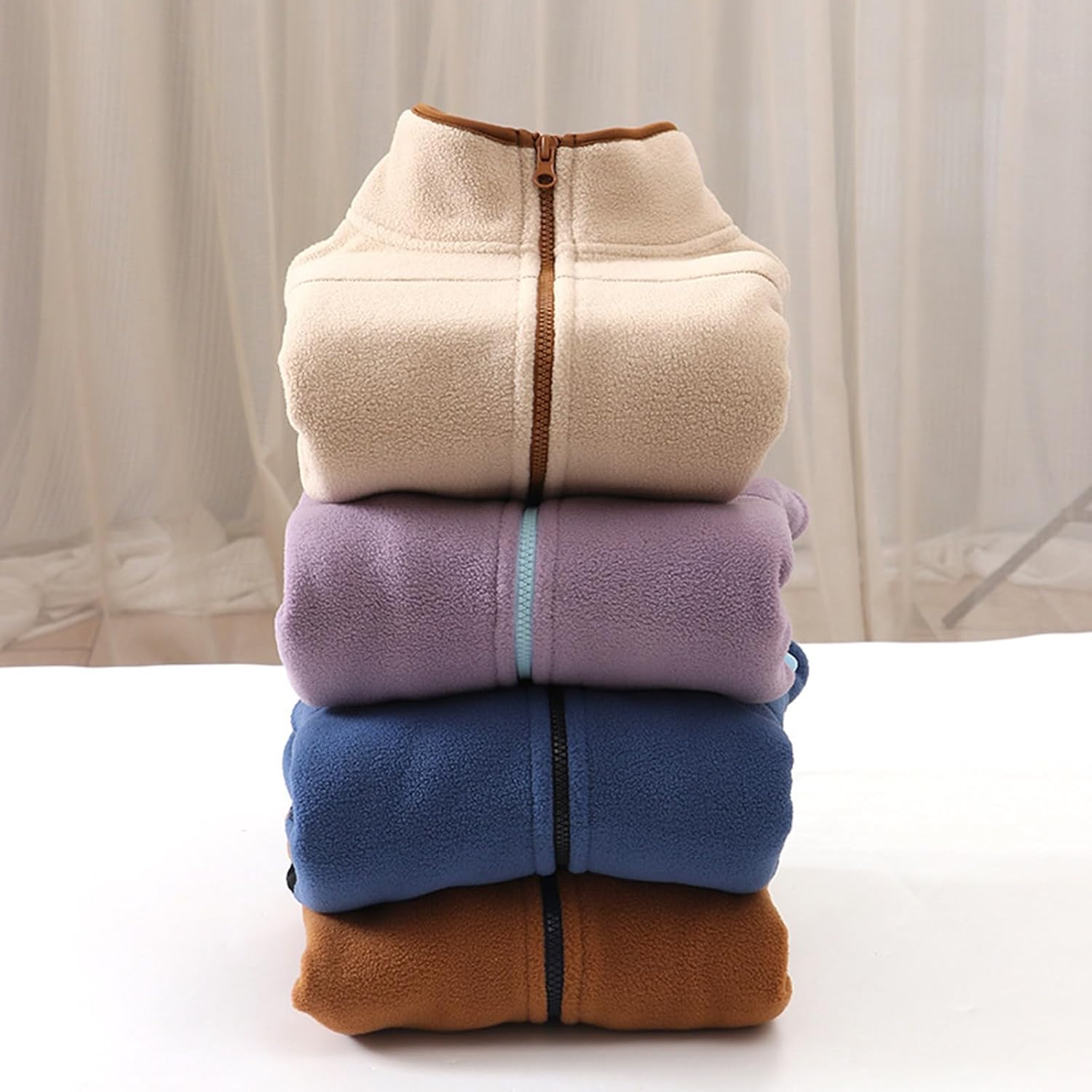 Polar Fleece Jackets for Teens Boys Girls Zip Up Sherpa Jacket Mock Neck Fuzzy Coat Fall Winter Furry Outwear
