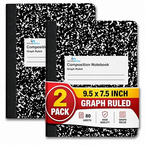 1InTheOffice Graph Paper Composition Notebook, Graph Ruled notebook, Quad Ruled