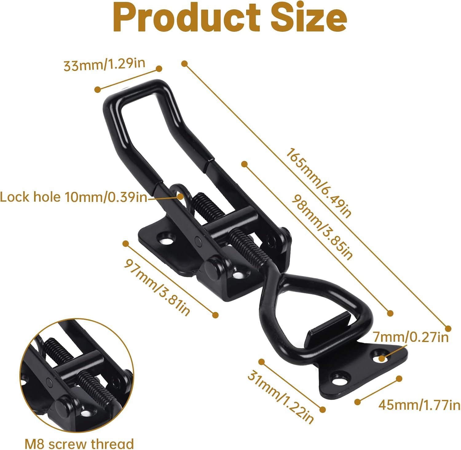 661 Lbs Toggle Latch Clamp, 4 Pack Metal Toggle Clamps with Lock Hole, Adjustable Locking Latch for Cabinet Door Box Case (4003)