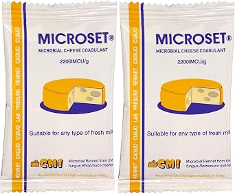 Pack of 2 * 7g Microbial Rennet Mix Cheese Coagulant Microset use one 7g sachet for 30 Litres f milk | Rennet Cuajo Caglio Pres re Lab