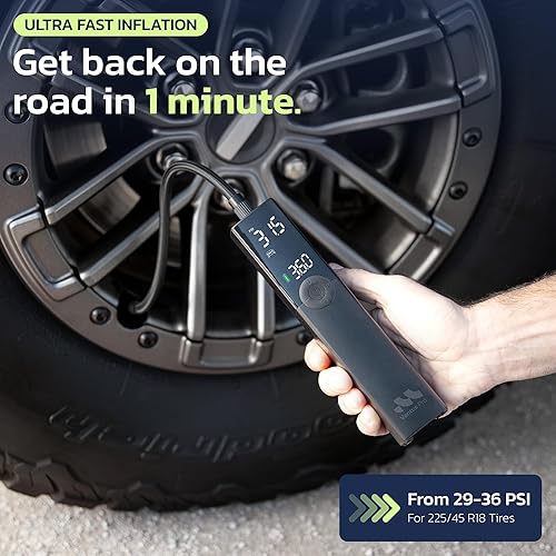 Miniatura 2 de Woowind Premium Tire Inflator Portable Air Compressor, 3X Faster, 150PSI Air Pump For Car Tires, Tire Pump, with 12V DC Cord for Trucks & Off-Road