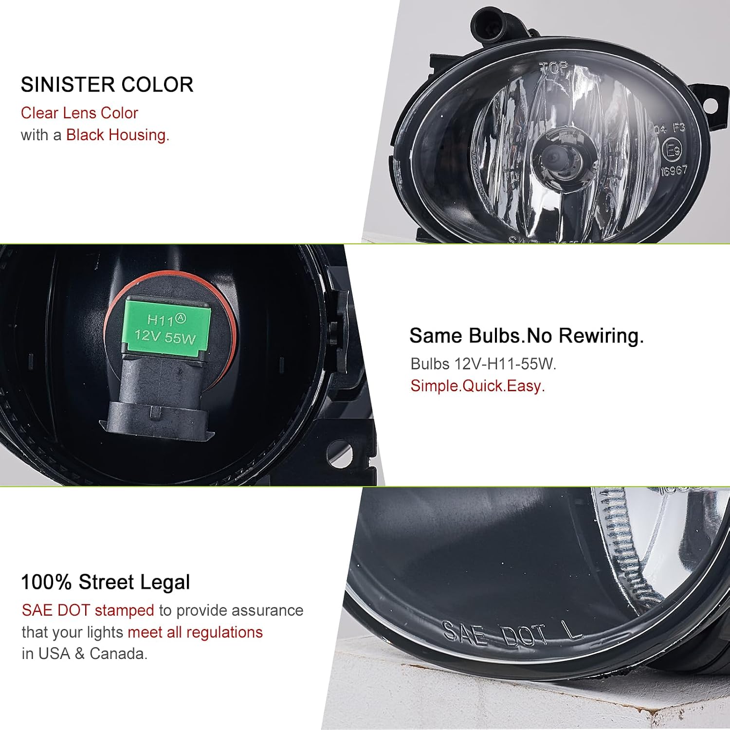 MB Sprinter Fog Lights 2019-2024 | Clear Glass Lens Assembly with H11 Bulbs | Fits 1500/2500/3500/3500XD Van Models