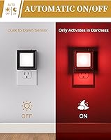 Vista 3 de DORESshop - Luz de noche roja [paquete de 2], luces nocturnas que se enchufan a la pared, luz nocturna con sensor de crepúsculo a amanecer, luz