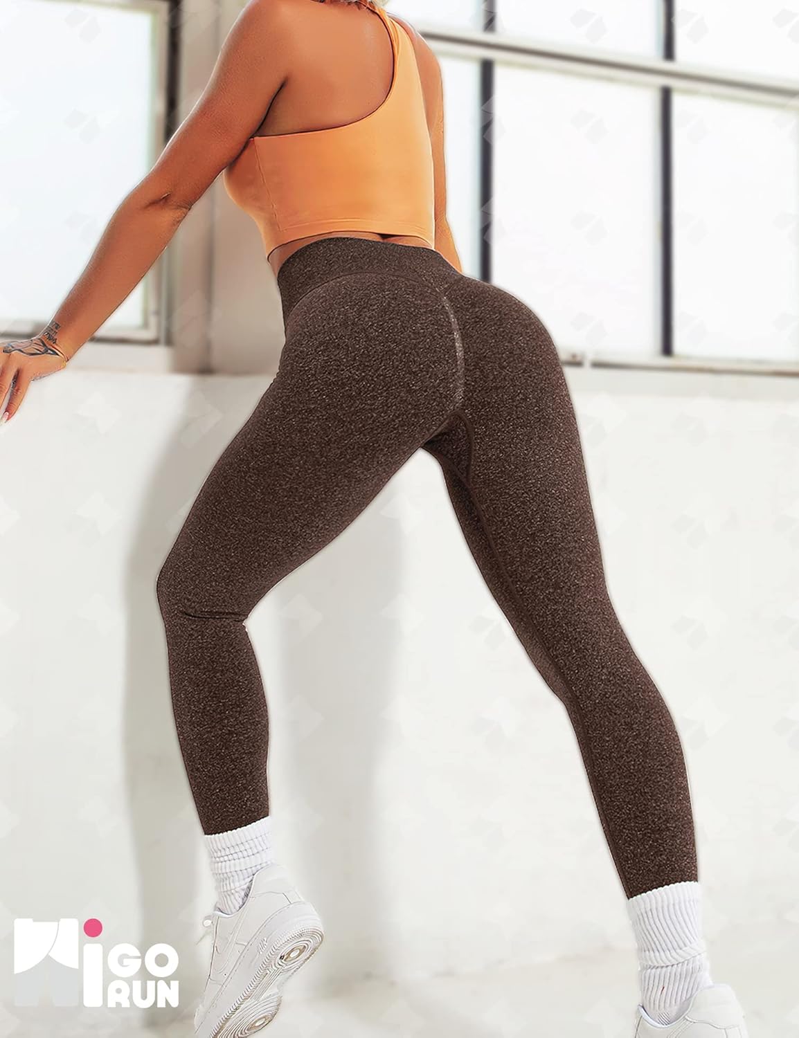 HIGORUN Women Seamless Leggings Smile Contour High Waist Workout Gym Yoga Pants : Sports & Outdoors