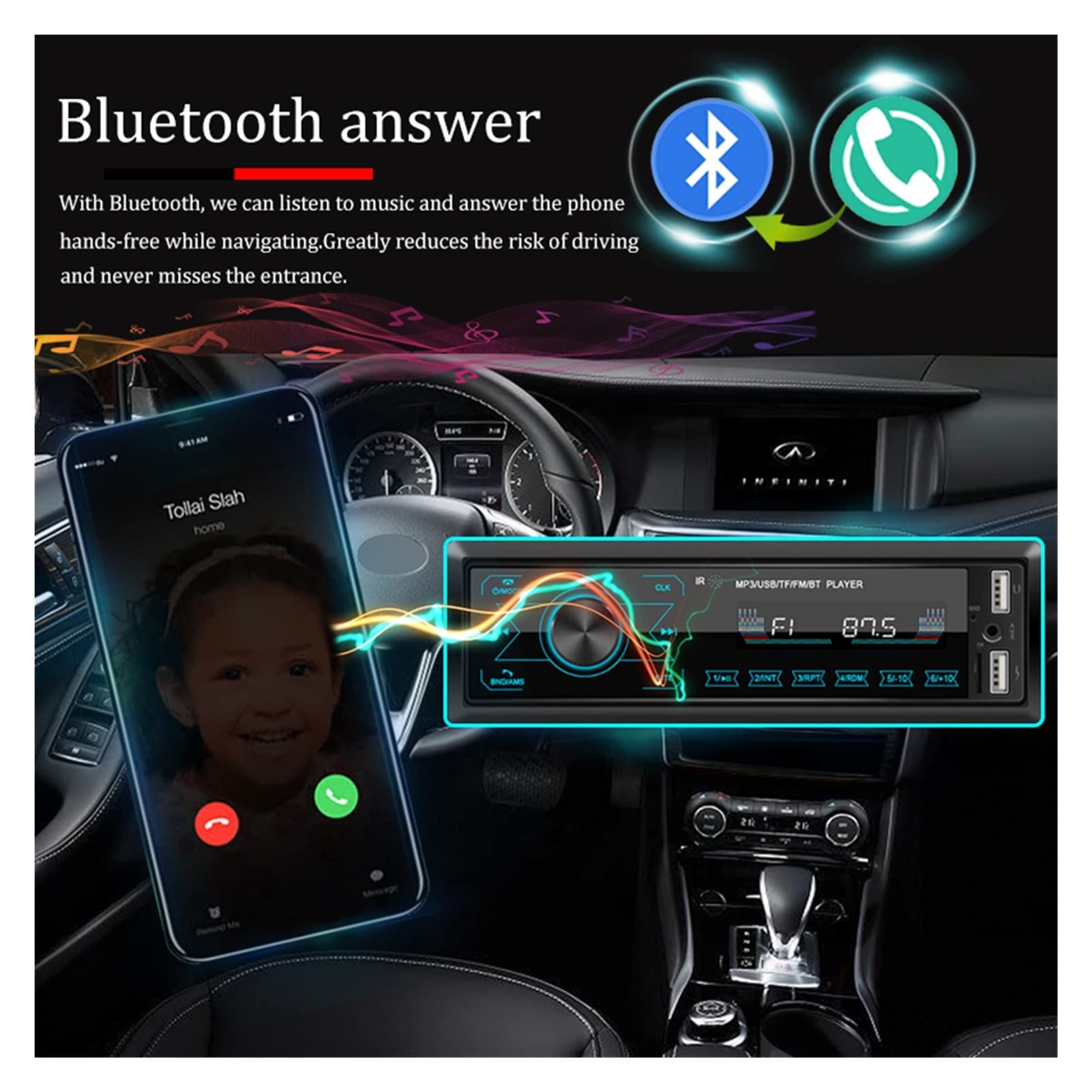 Car Radio 1 Din Stereo Receiver Mp3 Player 4.0 Bluetooth Dual USB FM AUX RCA Zdalny USB M10 Memory Card U Disk Przenośny