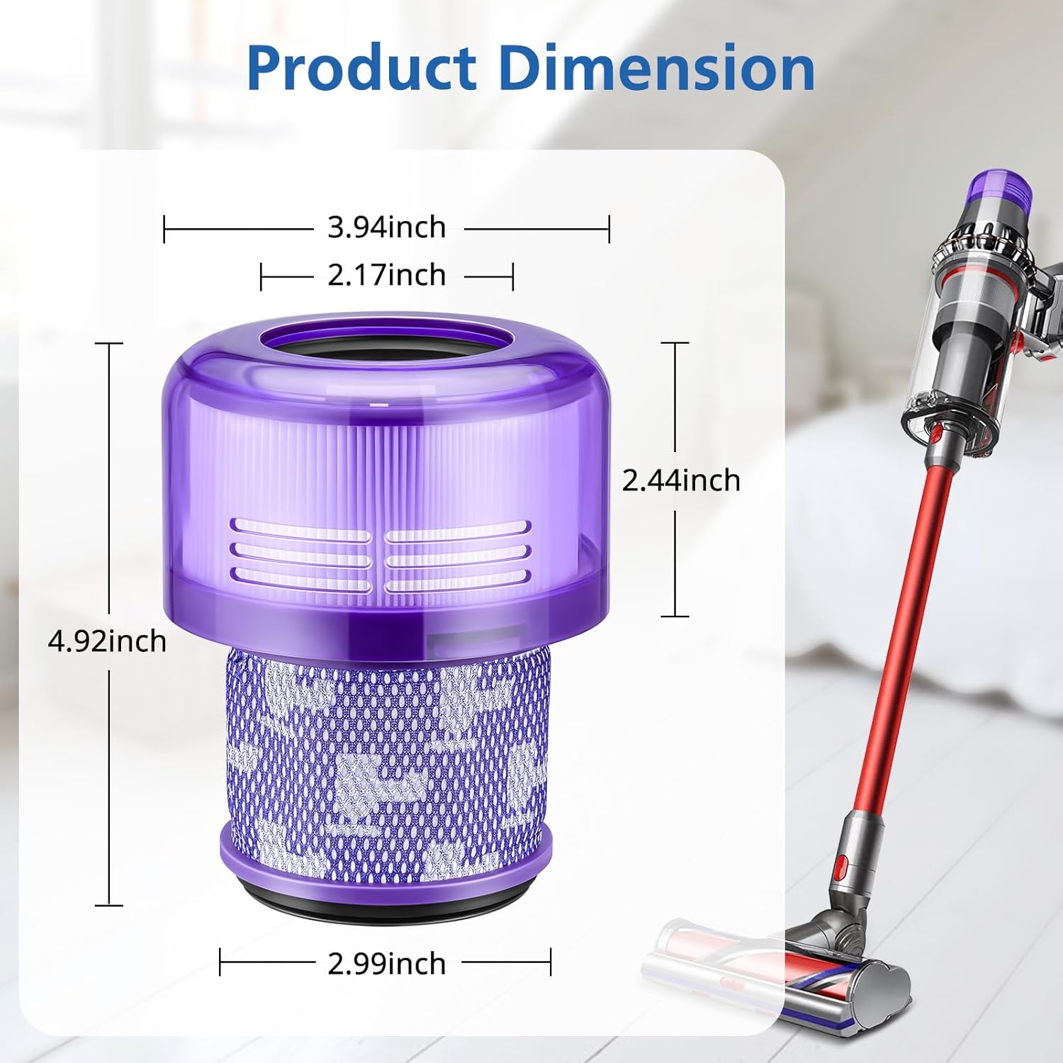 2 Pack HEPA Filter Replacement for Dyson V11 Outsize, V11 Outsize Origin, Outsize, Outsize Plus, Outsize+, Outsize Absolute+, Absolute Extra, SV16,SV29 Vacuum Cleaner,Compare to Part 970422-01