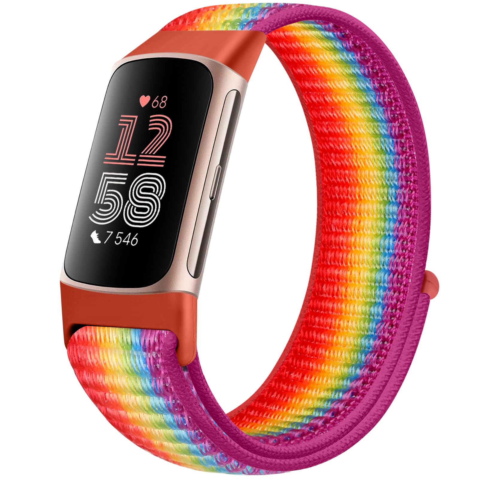 Runostrich Nylon Armband Kompatibel mit Fitbit Charge 6/Fitbit Charge 5 Armband Ersatzband Nylon Sport Loop Uhrenarmband für Fitbit Charge 6/Charge 5 Damen Herren