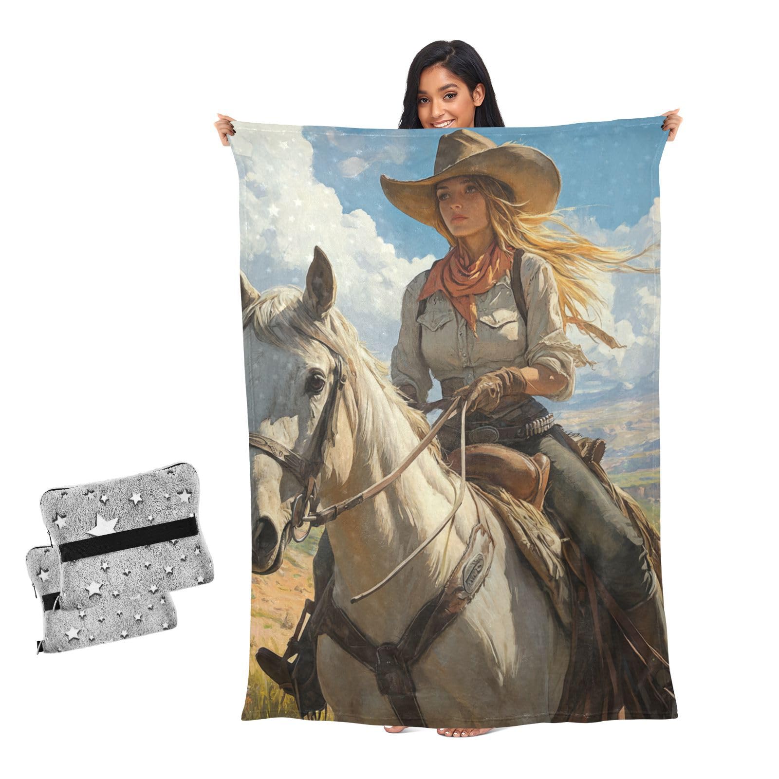 Couverture cowgirl occidentale grande taille pour bureau et canapé
