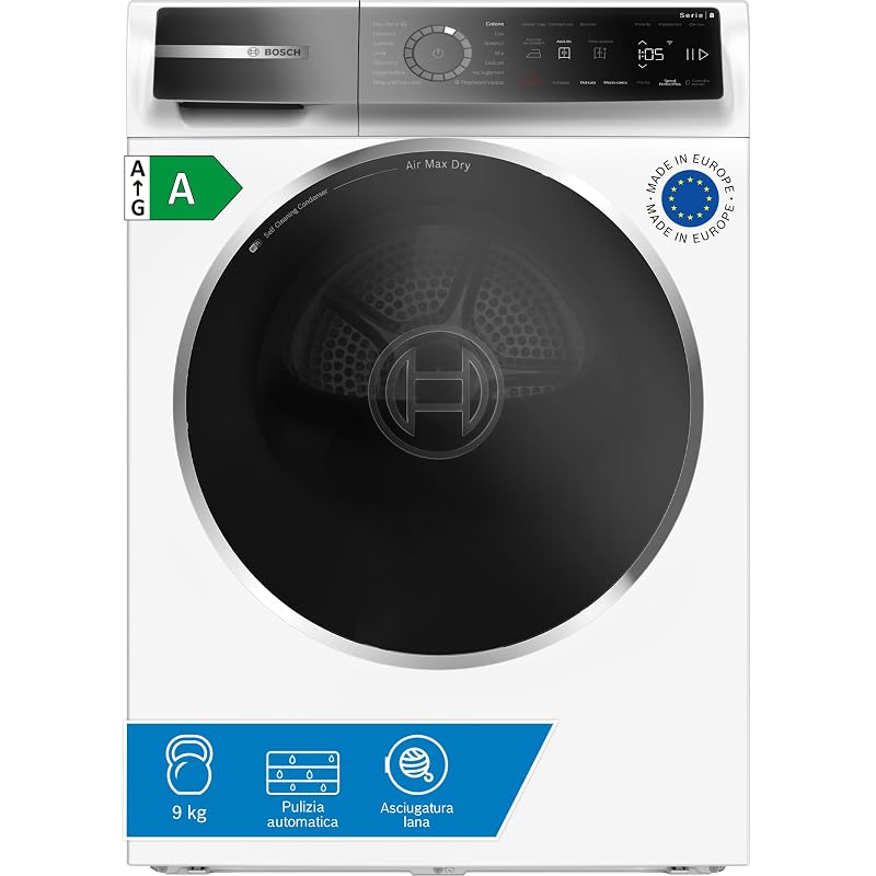 Bosch Serie 8 WRB247C0IT asciugatrice a pompa di calore 9kg — niente più filtro da pulire