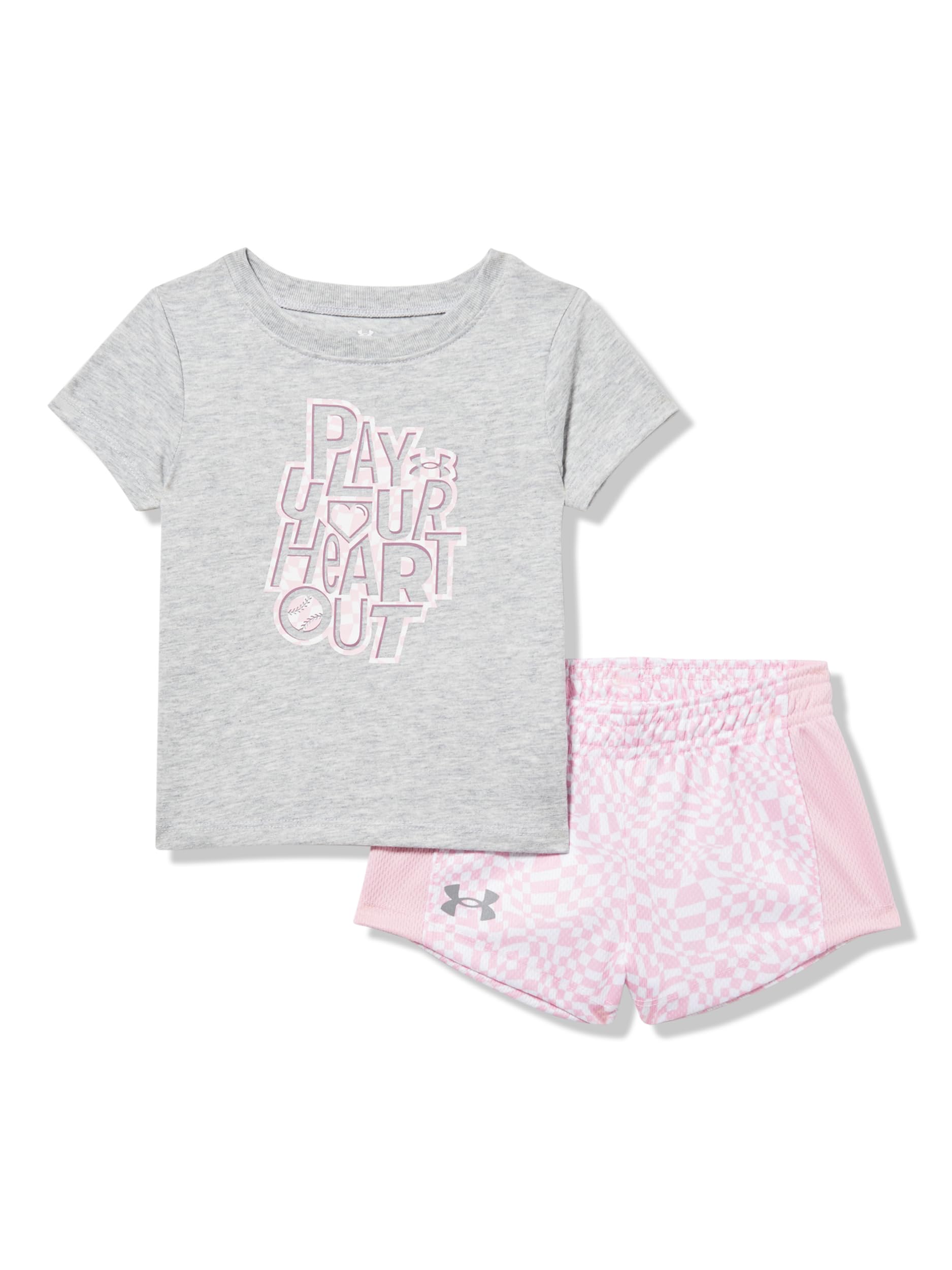 Under Armour Girl's 2-piece Short Sleeve Tee and Shorts Set, Lightweight and Comfortable