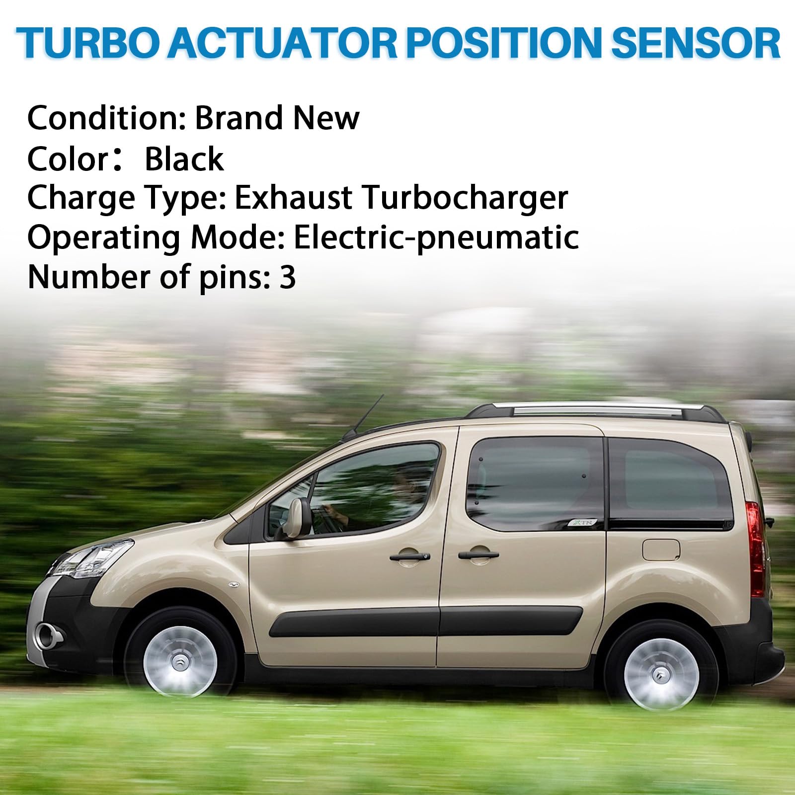 Sensor de posición del actuador del turbocompresor, sensor de posición del actuador turbo, motor de actuador de válvula de descarga de turbocompresor compatible con C3 II A51 C4 B7 DS3 207