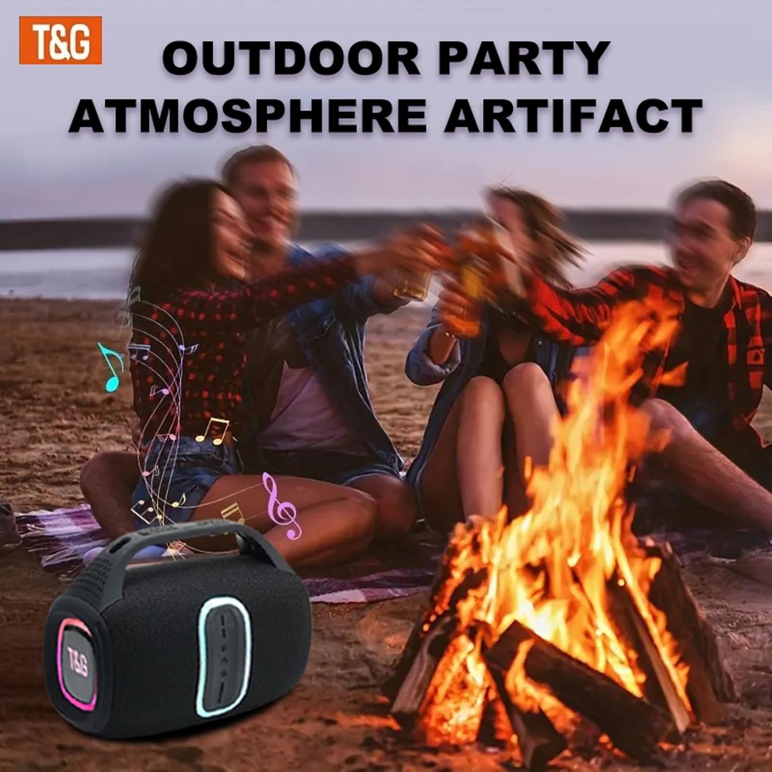 T&G Portable Bluetooth Speaker, Wireless 30W Stereo with Deep Bass, IPX4 Waterproof, 24H Playtime, RGB Party Lights, TWS Stereo Pairing, Travel & Outdoor Speaker for Camping, Beach - Image 9