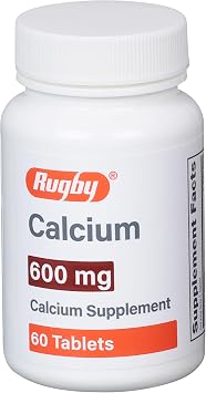 Rugby 600 mg Calcium Tablets - Calcium Supplement - 60 Count 1 Pack
