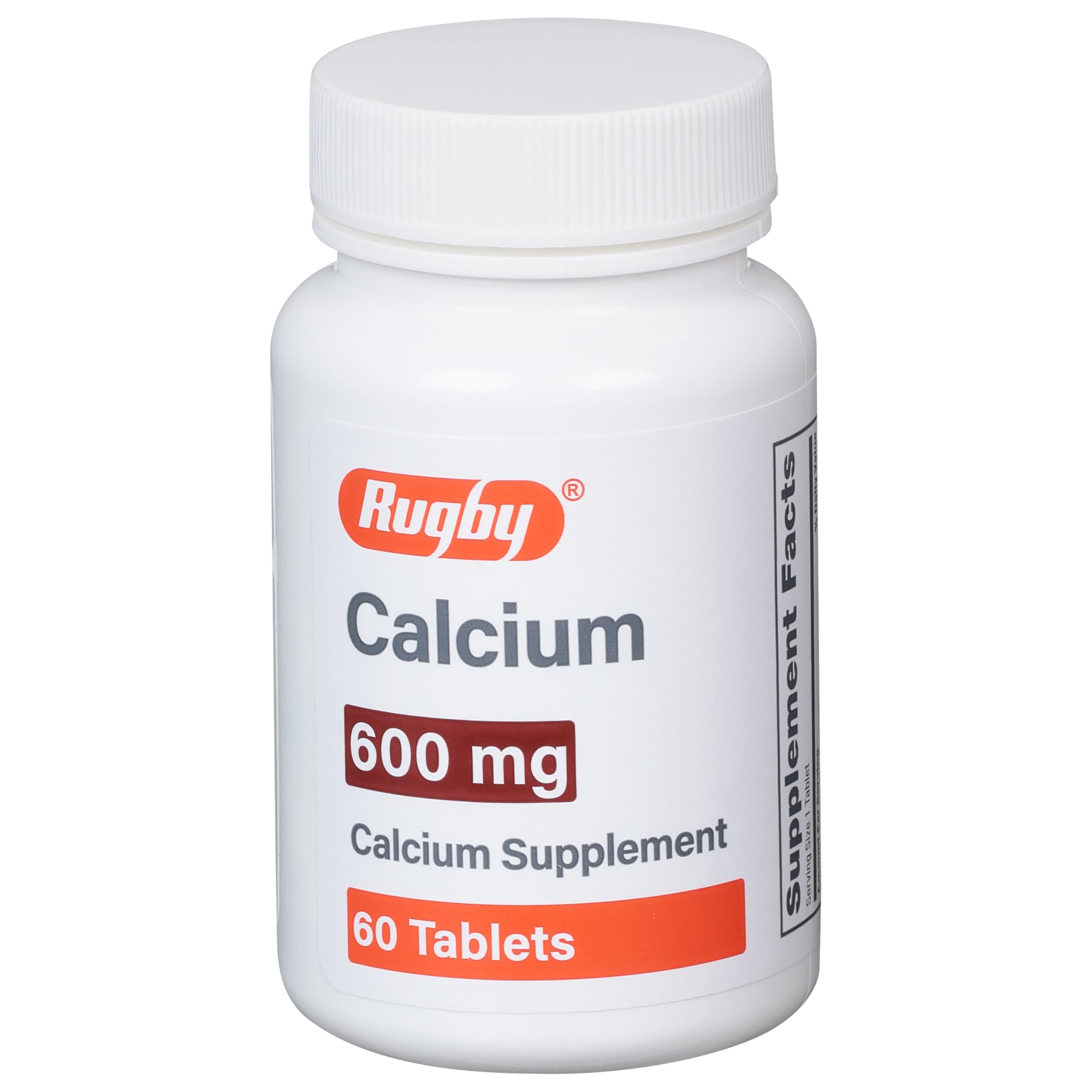 Rugby 600 mg Calcium Tablets - Calcium Supplement - 60 Count 1 Pack