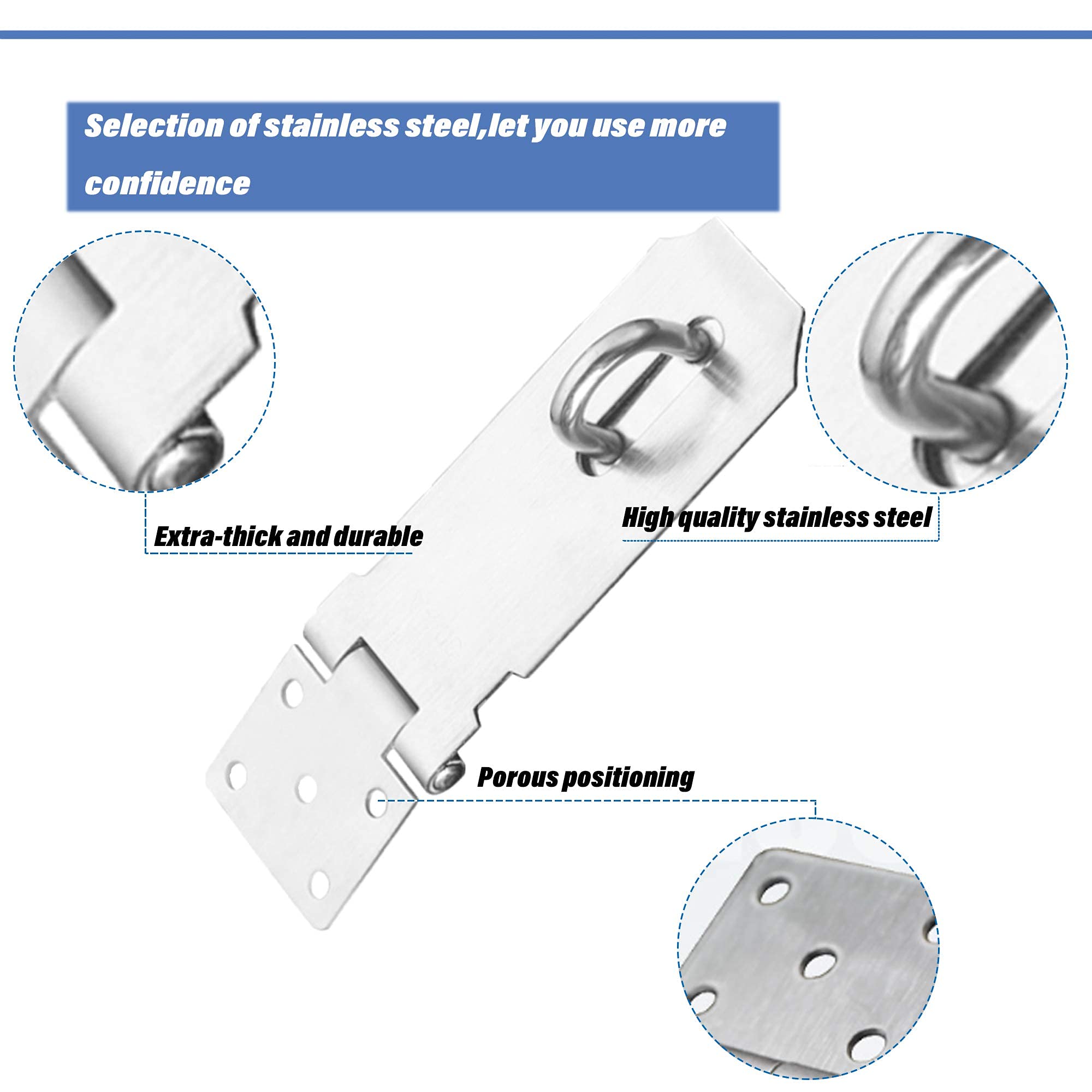 YUOIP® Hasp Latch hangslot deur slot poort luik roestvrij staal links open kleine anti-diefstal slot deur luik voor wc raam meubels huisdier poort slot 1 Pack