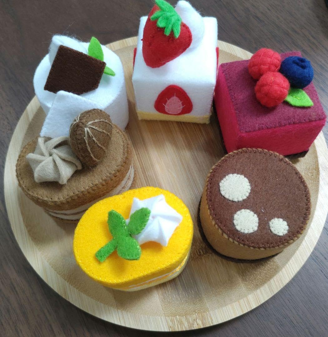 Amazon.co.jp: 『フェルトおままごと』ケーキ屋さん♪6個セット : おもちゃ