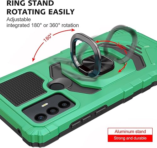 Miniatura 5 de Funda para teléfono TCL 30 SE, TCL 30 SE 2022 con protector de pantalla, soporte de anillo para montaje magnético de automóvil de grado militar,