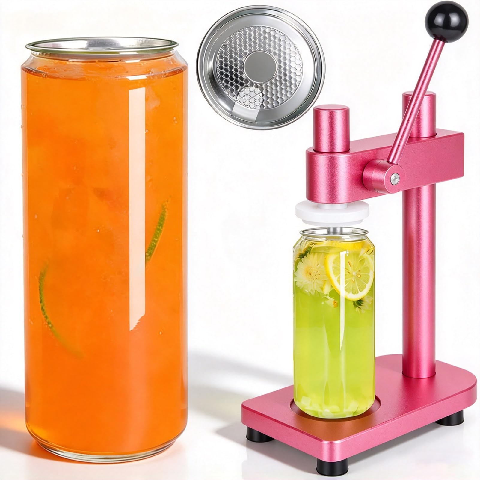 Manuelle Dosenversiegelungsmaschine FüR 55 Mm Saftaflaschen Pink